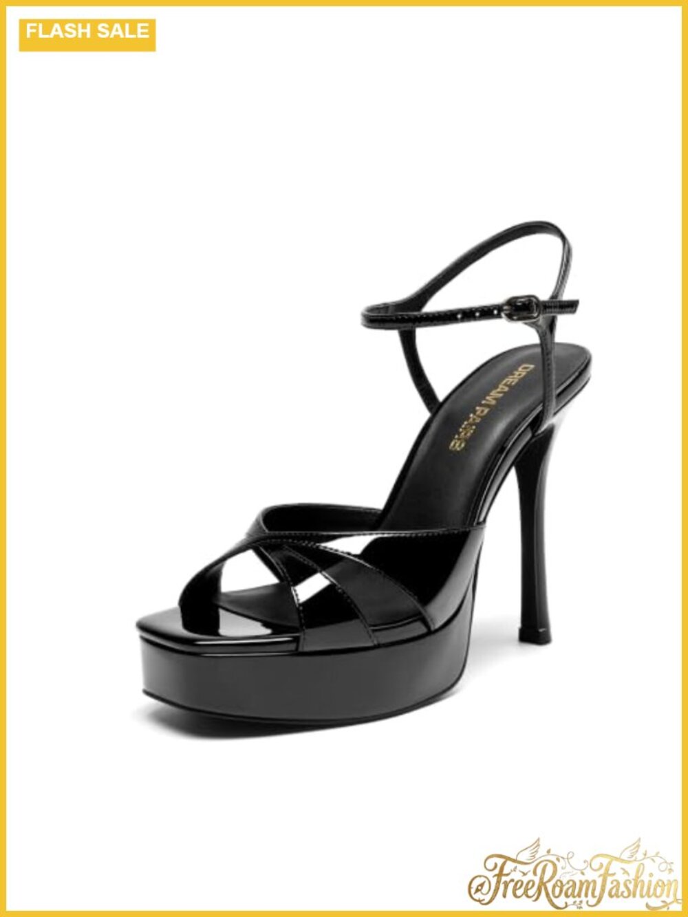 Women's Platform Stiletto High Heel Sandals Faux Leather Ankle Strap